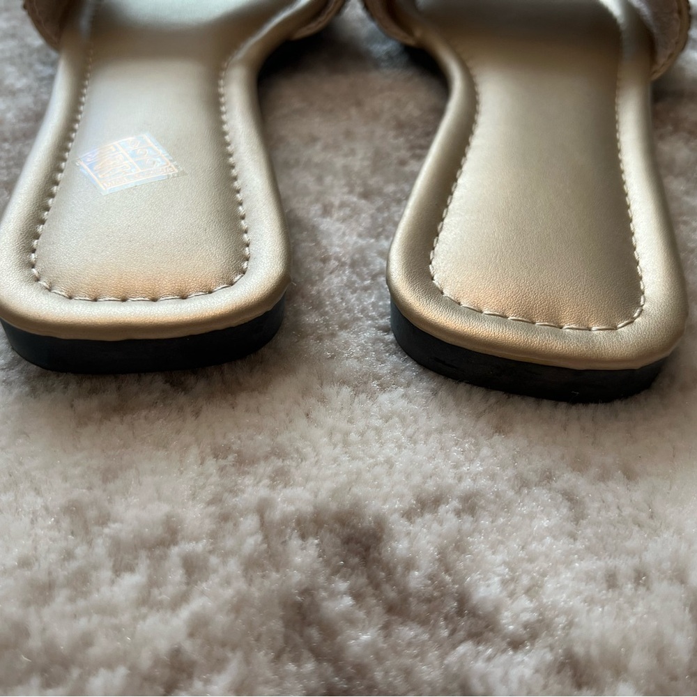 Women’s Gold Glitter Slide Sandals Size 42 Resortwear Vacation Sparkle Beach - Picture 6 of 6